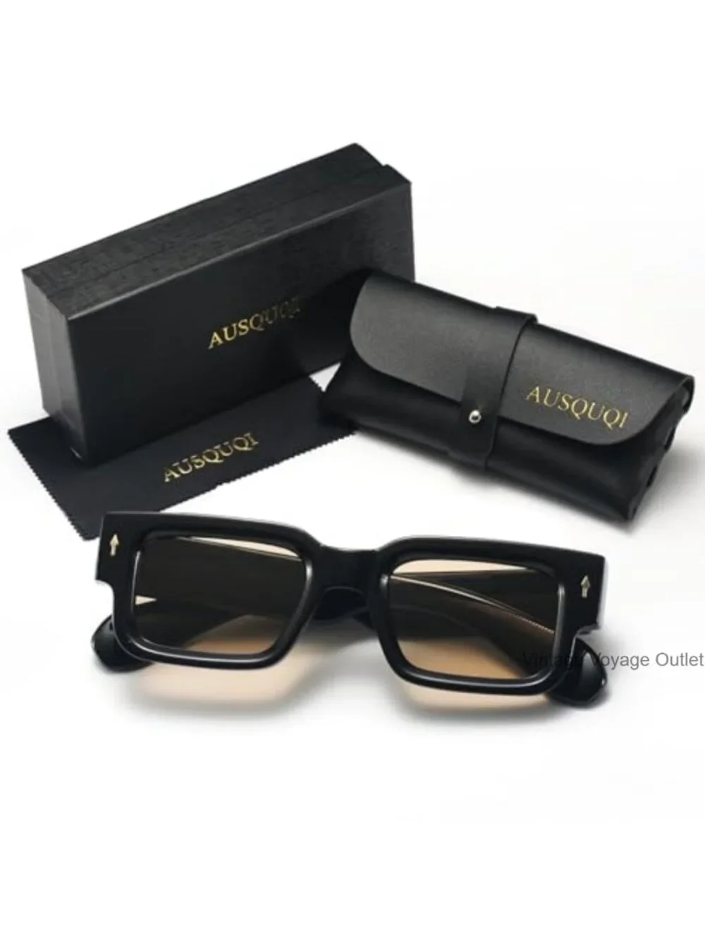 Thick Frame Square Sunglasses Chunky Rectangle Rivet Design UV400 Shades